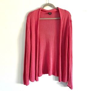 Eileen Fisher 100% Silk Knit Open Cardigan Coral